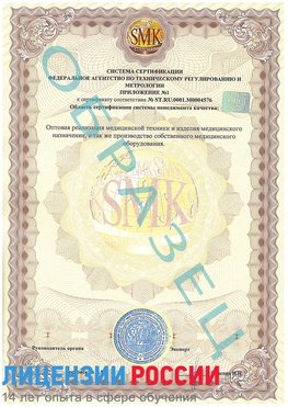 Образец сертификата соответствия (приложение) Муравленко Сертификат ISO 13485