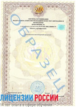 Образец сертификата соответствия (приложение) Муравленко Сертификат ISO 22000